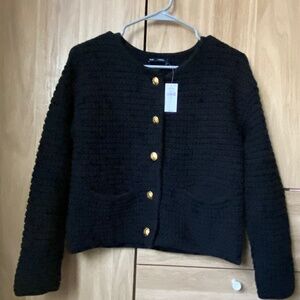Gap Textured Sweater Jacket- Black XS